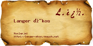 Langer Ákos névjegykártya